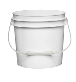 2.9 Gallon White Open Head Round HDPE Pail, with Plastic Handle, 65 Mil
