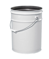 5 Gallon White Open Head Steel Pail, Metal Handle, Round, UN(Y1.5/90) New Profile