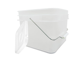 2.1 Gallon Clear Open Head PP Pail, Metal Handle, Square, with Metal Handle