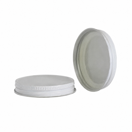 63-400 White Round Metal Continuous Thread Cap, Plastisol Liner