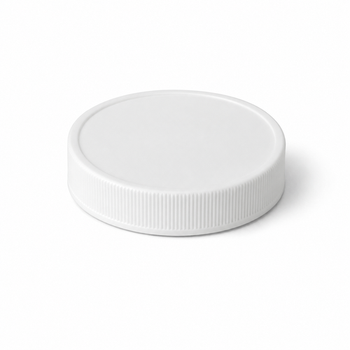 58-400 White PP Round Continuous Thread Cap, Ribbed Sides, Matte Top, PS22.020 Printed SFYP