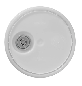 5 Gallon Round Natural HDPE Tear Strip Cover with Rieke Fitment Insert