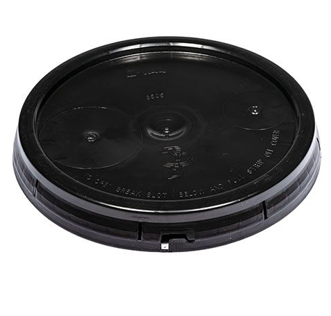 5 Gallon Round Black HDPE Tear Strip Cover with Gasket, Non-FDA Black
