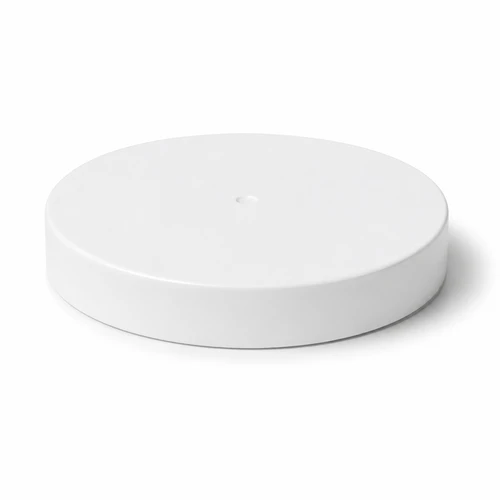 110-400 White PP Unlined Cap, Smooth Side and Top, for Weigh-and-Seal Application