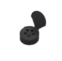 48-485 Black PP Round Single-Hinge, 5-Hole Cap, with Universal Liner