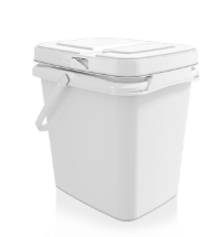 2 Gallon White Open Head Rectangular PP Pail, with Metal Handle