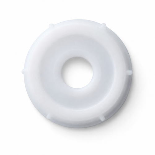 70 mm Natural PE Round Screw Cap, 3/4" Knockout, 6 TPI, Tamper-Evident (SC76R)