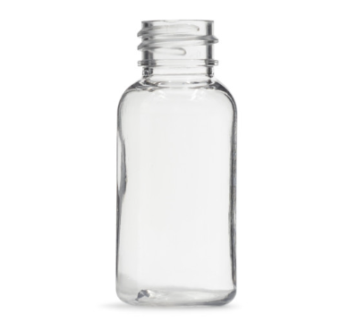 1 Ounce Clear PET Boston Round Bottle, 20-410
