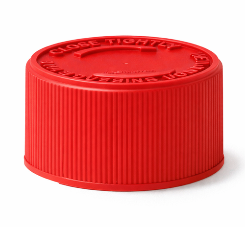 28-410 Red PP Round Child-Resistant Vented Closure, 0.040" Orifice, F-217 Circumvent Y4 Liner