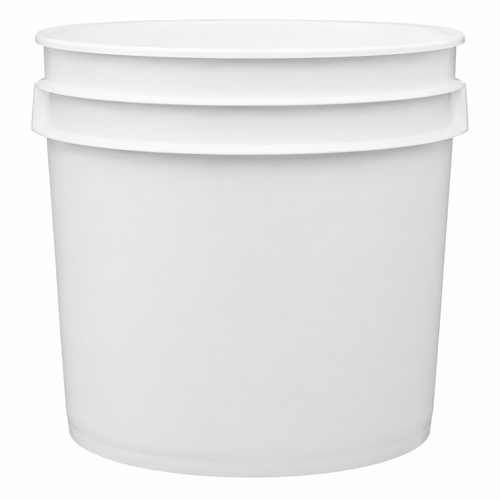 3.5 Gallon White Open Head HDPE Pail, Metal Handle, Round, 90 Mil