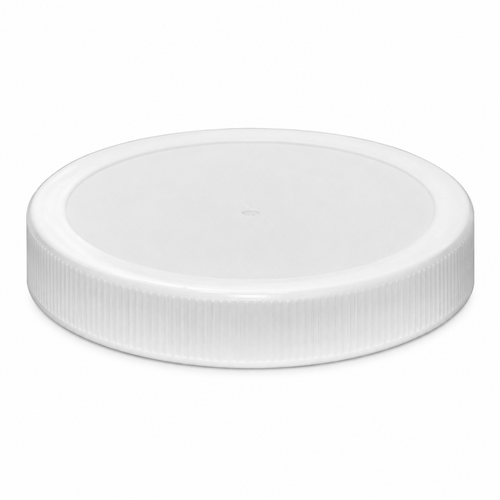 89-400 White PP Round Continuous Thread Ribbed Cap, Unlined