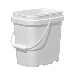 1 Gallon White Open Head Rectangular PP Pail, Metal Handle