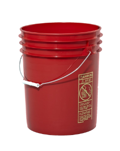 5 Gallon Red Open Head HDPE Pail, Metal Handle, Round, with Metal Handle FDA Approved