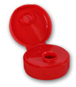 33-400 Red PP Round Ecolite Pour Spout Cap, 0.375" Orifice, ISPE/PP-U5 Liner