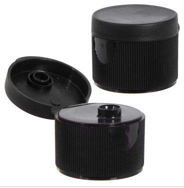 28-410 Black PP Round Flip-Top Cap, 0.25" Orifice, PS-113 Pressure-Sensitive Liner