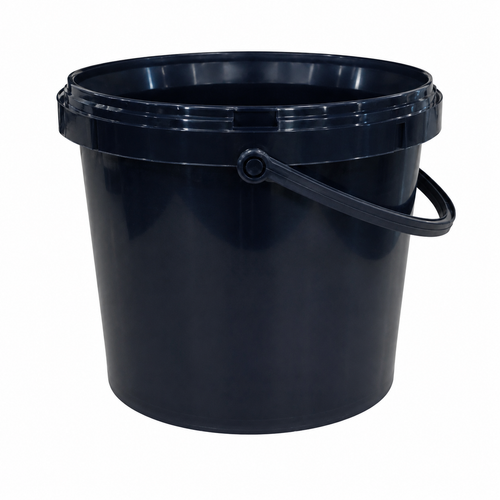 2.32 Gallon Black Open Head 25% PCR PP Round Pail, with Plastic Handle