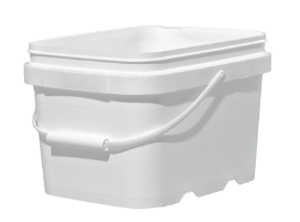 5-Liter White PP Rectangular EZ-Stor Open-Head Pail with Handle