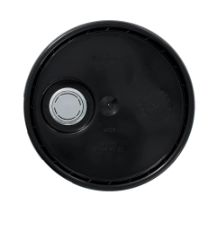 5 Gallon Black Open Head HDPE Pail, Metal Handle, Round