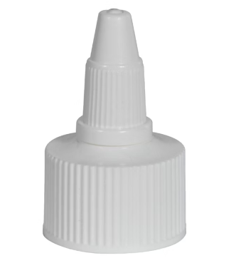 20-410 White Round PP Cap, Fine Rib, Twist Open/Close, 0.118" Orifice, PE Foam Gasket