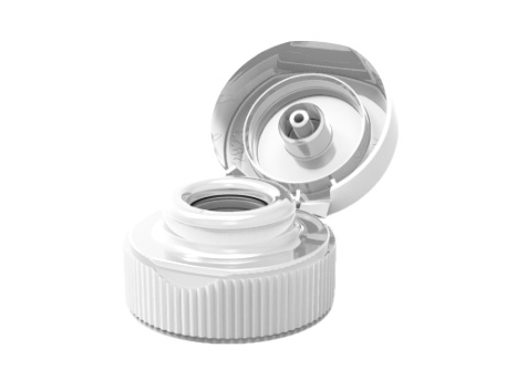 28-400 White Ultrapour Spout Cap, 0.48" Orifice, Flat-Seal Heat-Seal Lift'n'Peel for PET