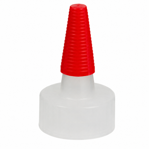 24-400 Red LDPE Round Yorker Spout, Long Red Cap