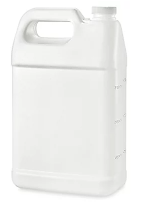1 Gallon White HDPE F-Style  Bottle with Graduation Marks and View Stripes, 38-400