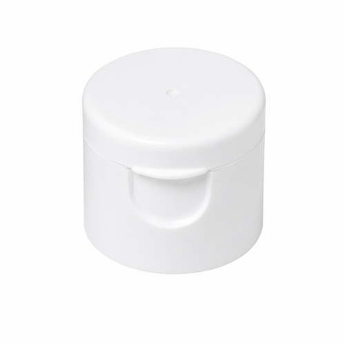 24-410 White PP Round Flip-Top Cap, 0.12" Orifice, No Liner