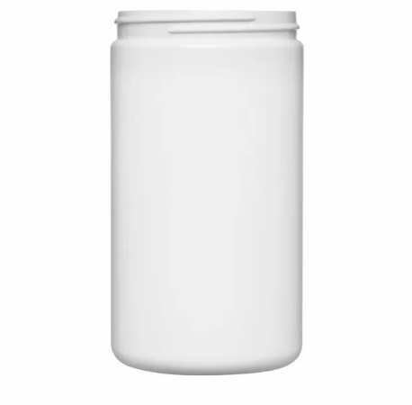 32 Ounce White HDPE Wide Mouth Round Bottle 30% PCR, No Flame, 89-400