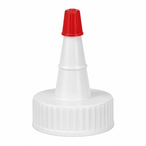 24-400 Natural LDPE Round Yorker Spout with Red Overcap