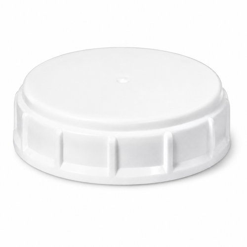 63 mm White PP Round S01 Buttress Cap, Smooth Top, HS for PE
