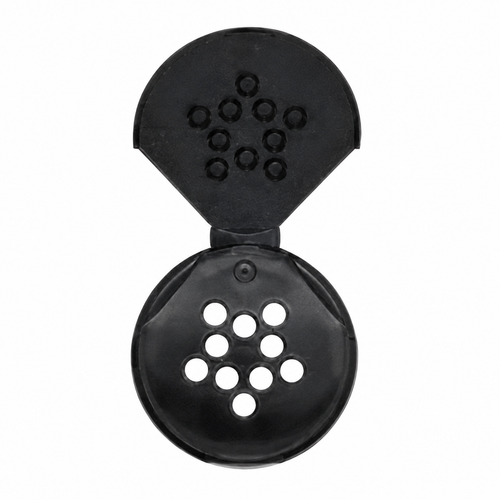 48-485 Black PP Round Dispensing Closure, Single 10-Hole with Universal Liner