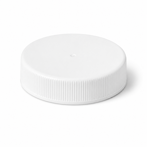 45-400 White PP Round Cap, Smooth Top and Ribbed Sides, Heat-Seal Foil (0.008" C1S / FS 5-4)
