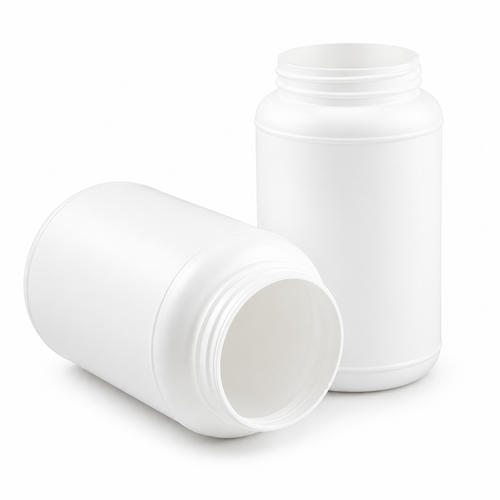 3000 cc White HDPE Round Paneled Jar, 110-400, Bagged (No Ties)