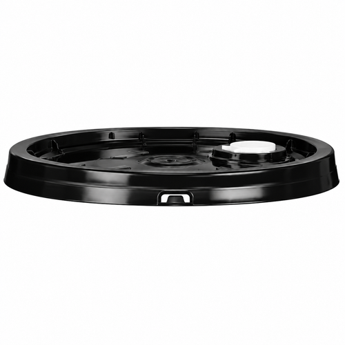 5 Gallon Black HDPE Cover, with Flex Spout and Gasket, Round