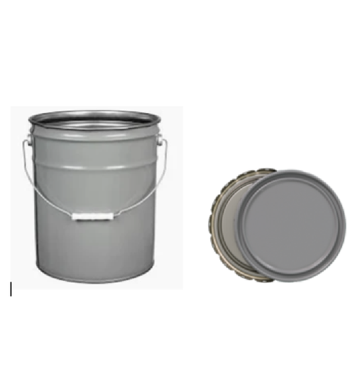 5 Gallon Gray Open Head Steel Pail, Metal Handle, Round, UN(Y1.9/100) New Profile
