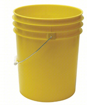 5 Gallon Yellow Open Head HDPE Pail, Metal Handle, Round, W/CWL Metal Handle