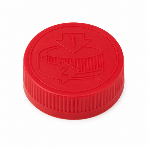 53-400 Red PP Round Child-Resistant Plain Cap (1797), Pictorial, F217 & PS22