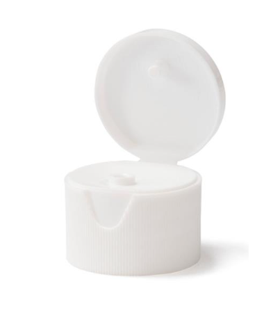 28-410 White PP Round Flip-Top Cap, 0.25" Orifice, PS-113 Pressure-Sensitive Liner