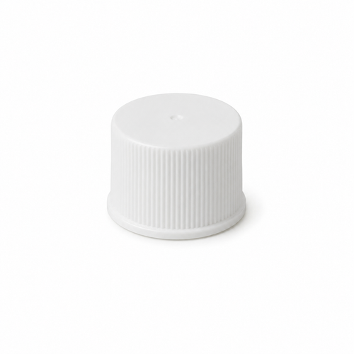 20-410 White PP Cap, Ribbed Sides, Matte Top, F-217 Foam Liner