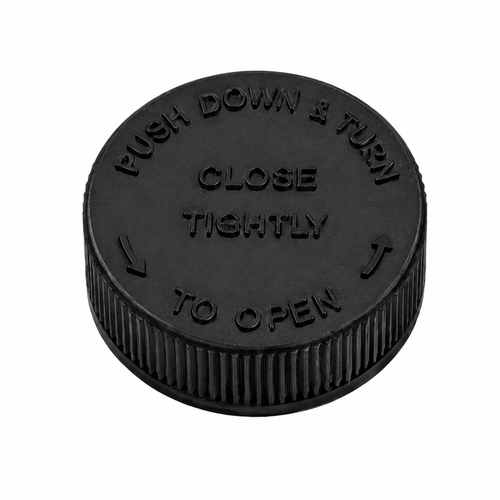 20-400 Black PP Round Saf-Cap with HS-165 Heat-Seal Liner