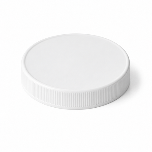 89-400 White PP Round Continuous Thread Cap, Ribbed Sides, Matte Top, 2-pc Pulp-Backed SureSeal Liner