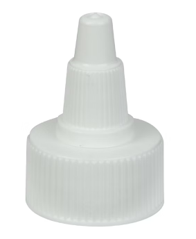 24-410 White Round Twist Open / Close Cap, 0.114" Orifice, Side-Seal