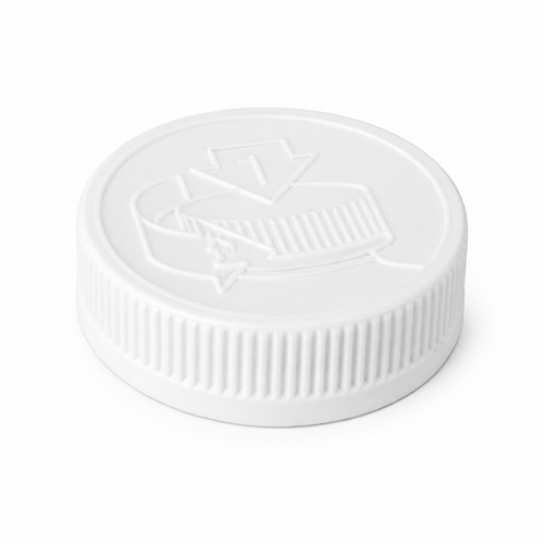 28-400 White PP Round Pictorial CRC, Heat-Seal SG75 0.020 (Printed)