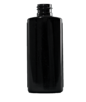 16 Ounce Black HDPE Flat Oval Bottle, No Flame, 28-410
