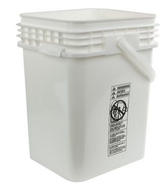 5 Gallon White Open Head Square HDPE Pail with Plastic Handle