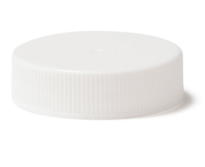 38-400 White PP Round Fine-Rib 6-TPI Cap, F-830 + ISPE/PP-U10 Heat-Seal Liners