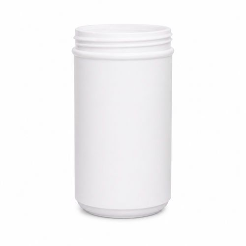 46 Ounce White HDPE Round Canister with Lip, 64 Gram, 100-400