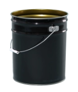 5 Gallon Black Open Head Steel Pail, Metal Handle, Round, UN(Y1.9/100)