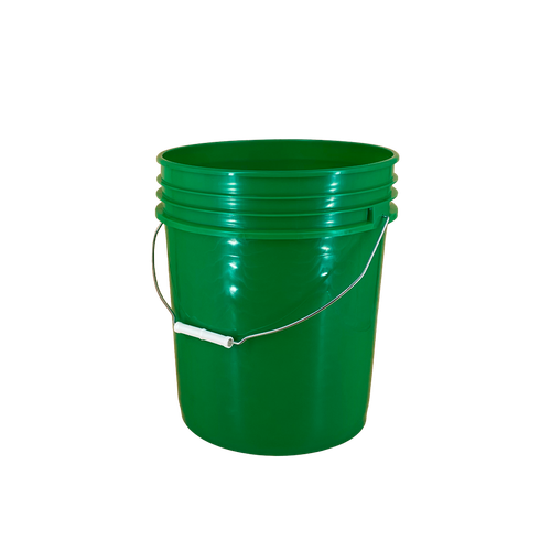 5 Gallon Green Open Head HDPE Pail, Metal Handle, Round, W/CWL Metal Handle