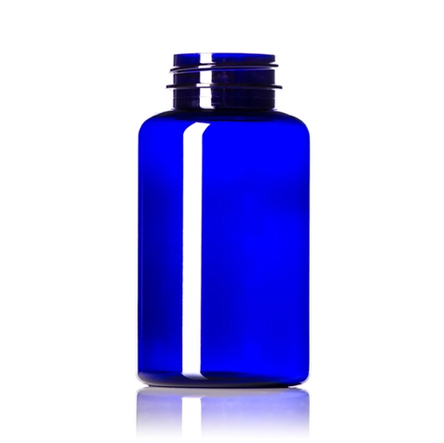 200 cc Cobalt Blue PET Straight-Sided Round Bottle, 25 Gram, 45-400